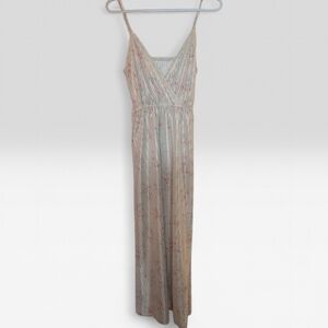 Vintage 1970s Floral Lurex Maxi Dress | Union Made Canada | Lace Trim